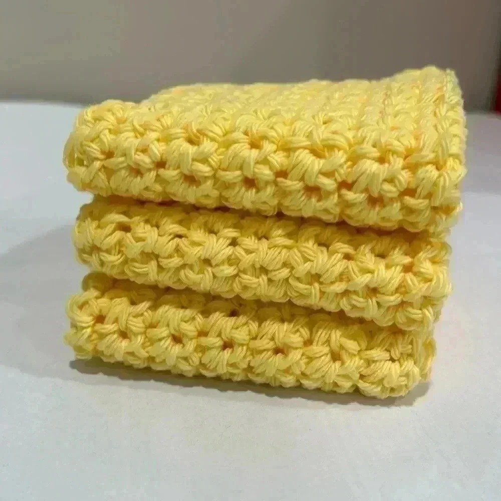 Hand Crocheted Washcloth/Dishcloth - Set of 3